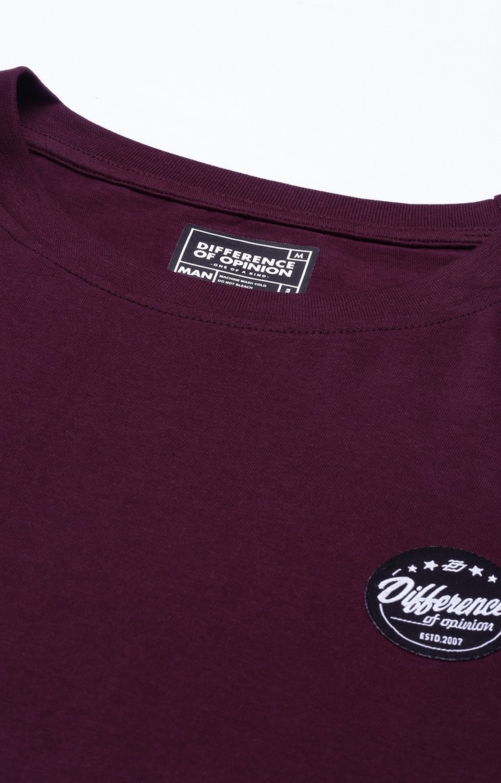 Difference of Opinion | Men's Maroon Cotton Typographic Printed Sweatshirt 4