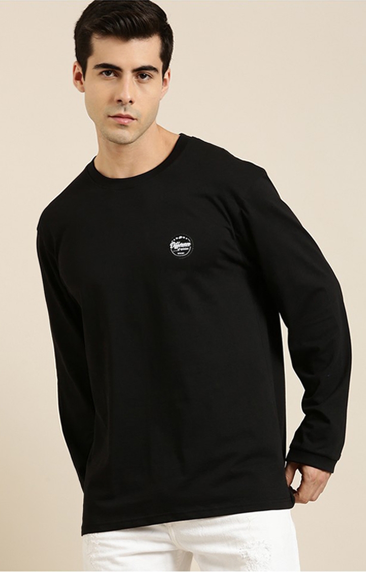Difference of Opinion | Men's Black Cotton Solid Sweatshirt