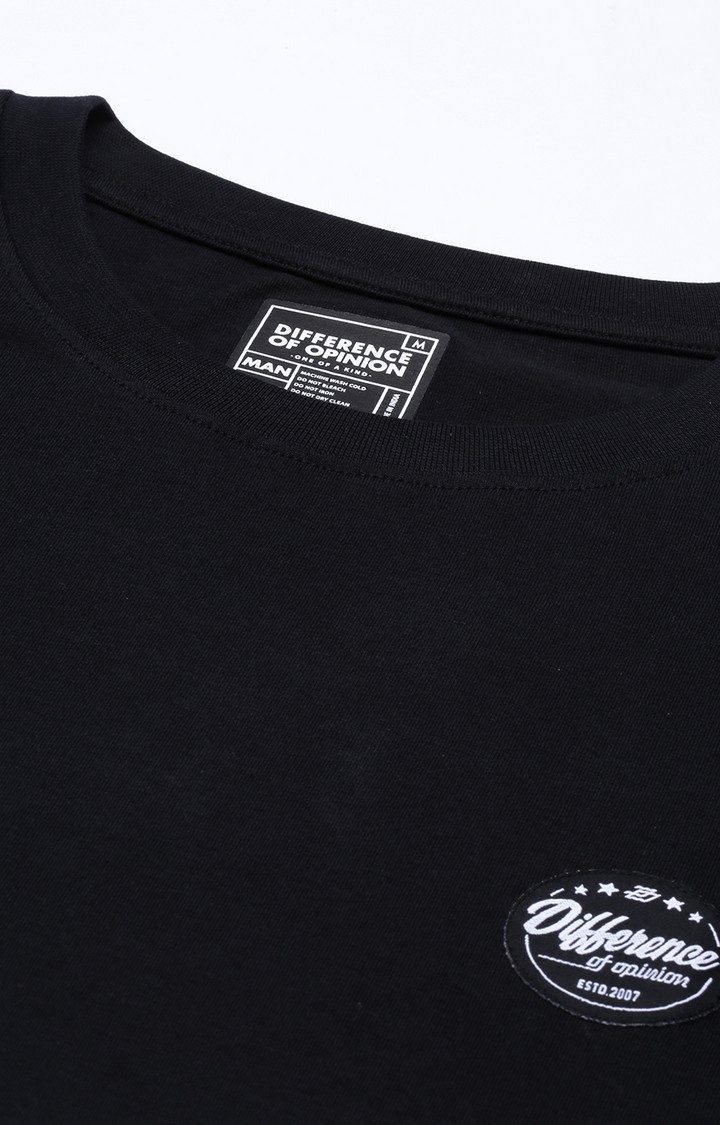 Men's Black Cotton Solid Sweatshirt