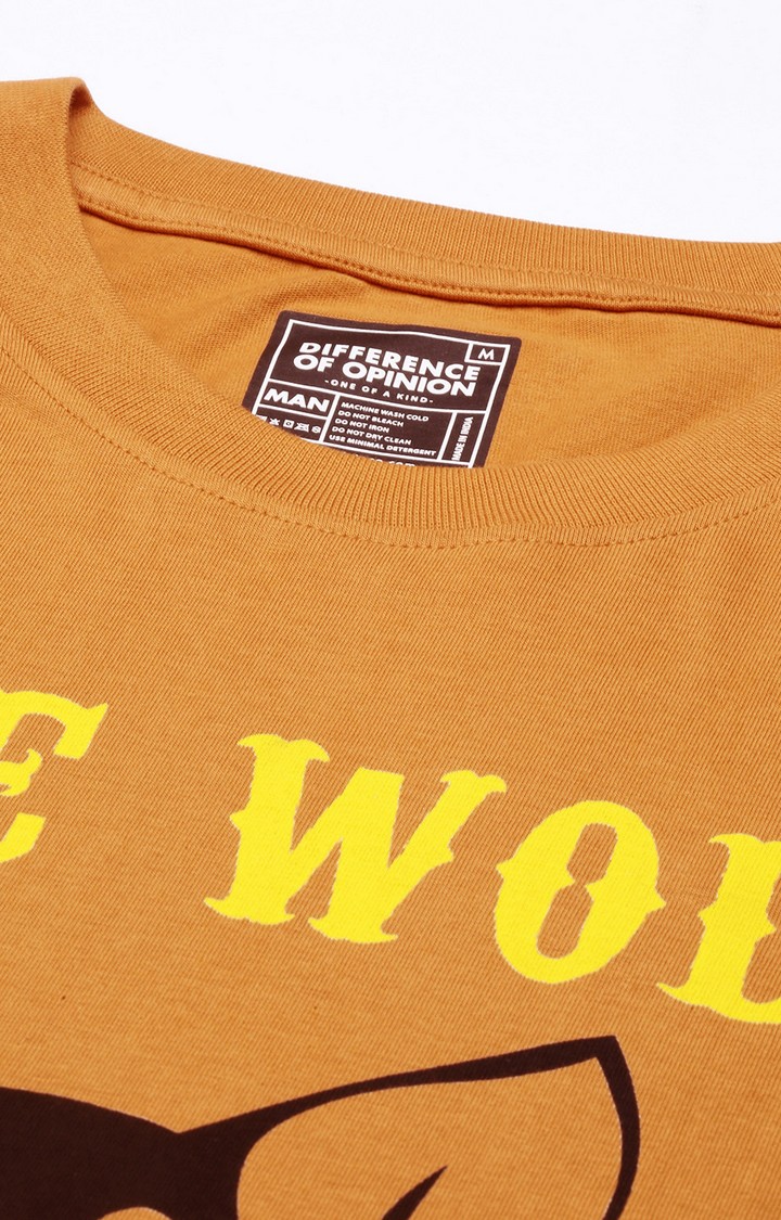Men's Yellow Cotton Graphic Printed Sweatshirt