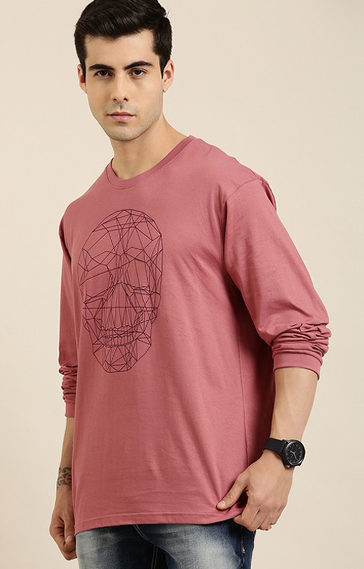 Difference of Opinion | Men's Pink Cotton Graphic Printed Sweatshirt 0