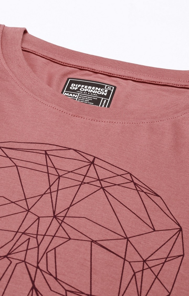 Difference of Opinion | Men's Pink Cotton Graphic Printed Sweatshirt 4