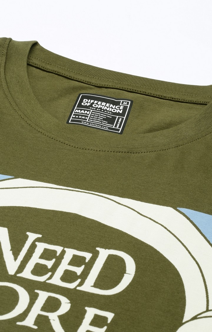 Men's Olive Cotton Typographic Printed Sweatshirt