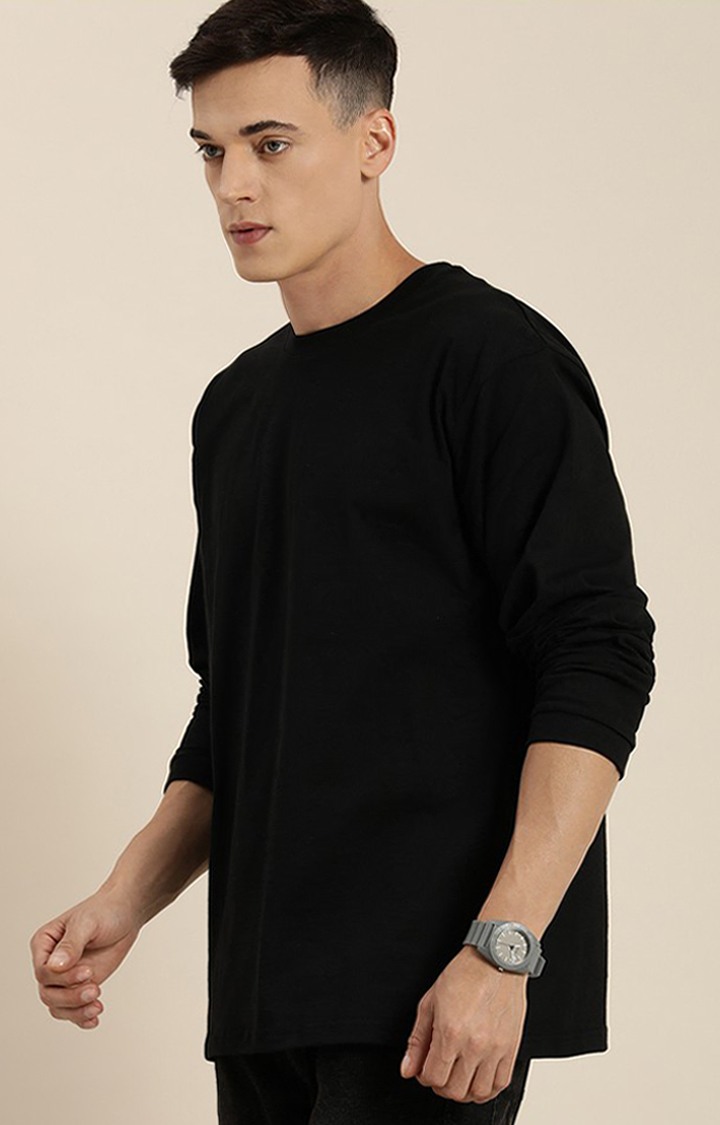 Difference of Opinion | Men's Black Cotton Solid Sweatshirt