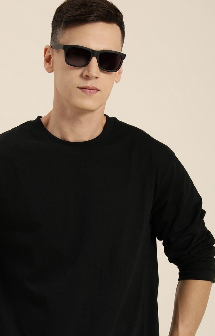 Difference of Opinion | Men's Black Cotton Solid Sweatshirt 3