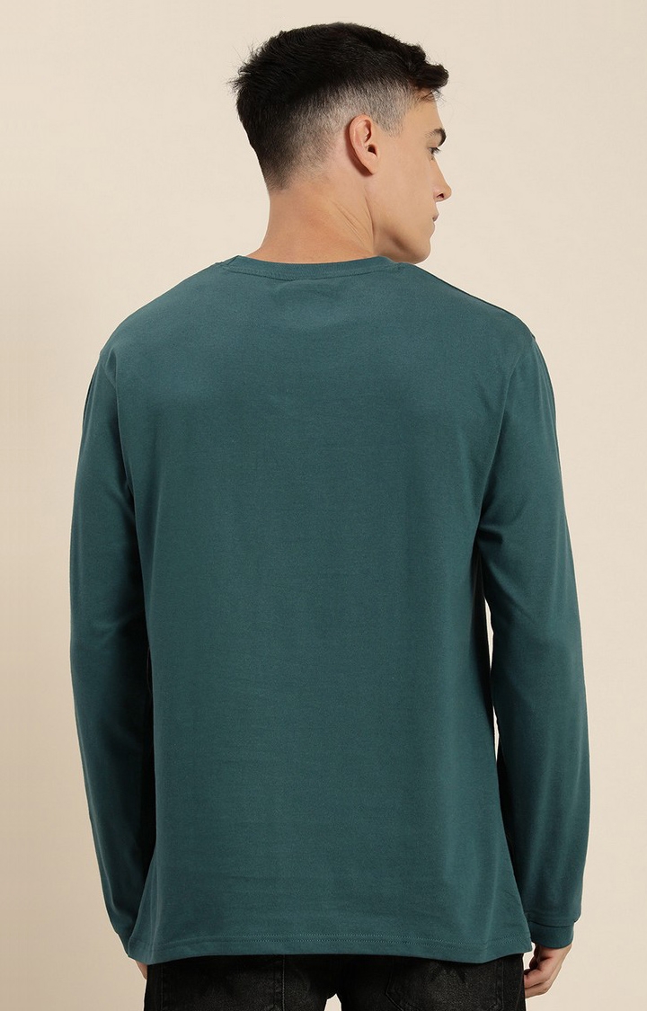 Men's Teal Cotton Solid Sweatshirt