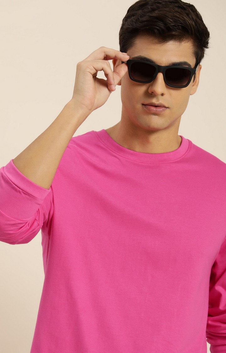Difference of Opinion | Men's Pink Cotton Solid Sweatshirt 3