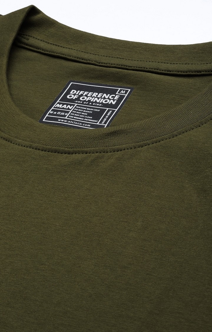 Difference of Opinion | Men's Green Cotton Solid Sweatshirt 4