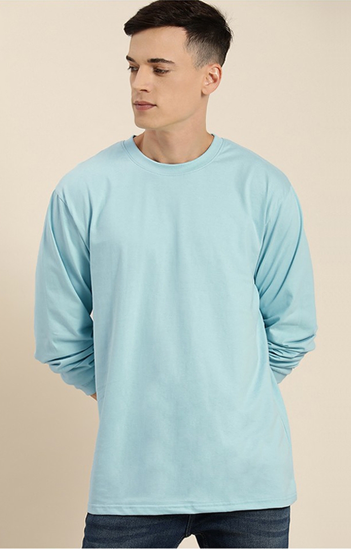 Difference of Opinion | Men's Blue Cotton Solid Sweatshirt