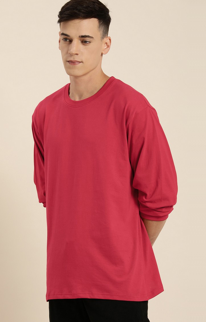 Difference of Opinion | Men's Red Cotton Solid Sweatshirt