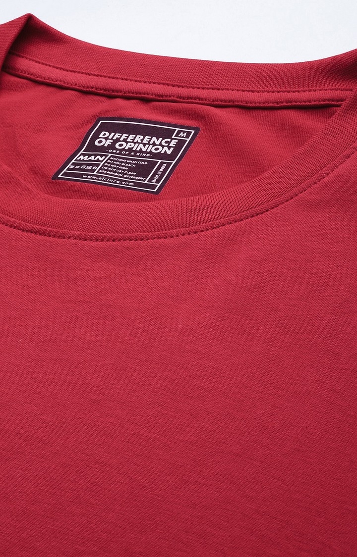 Difference of Opinion | Men's Red Cotton Solid Sweatshirt 4