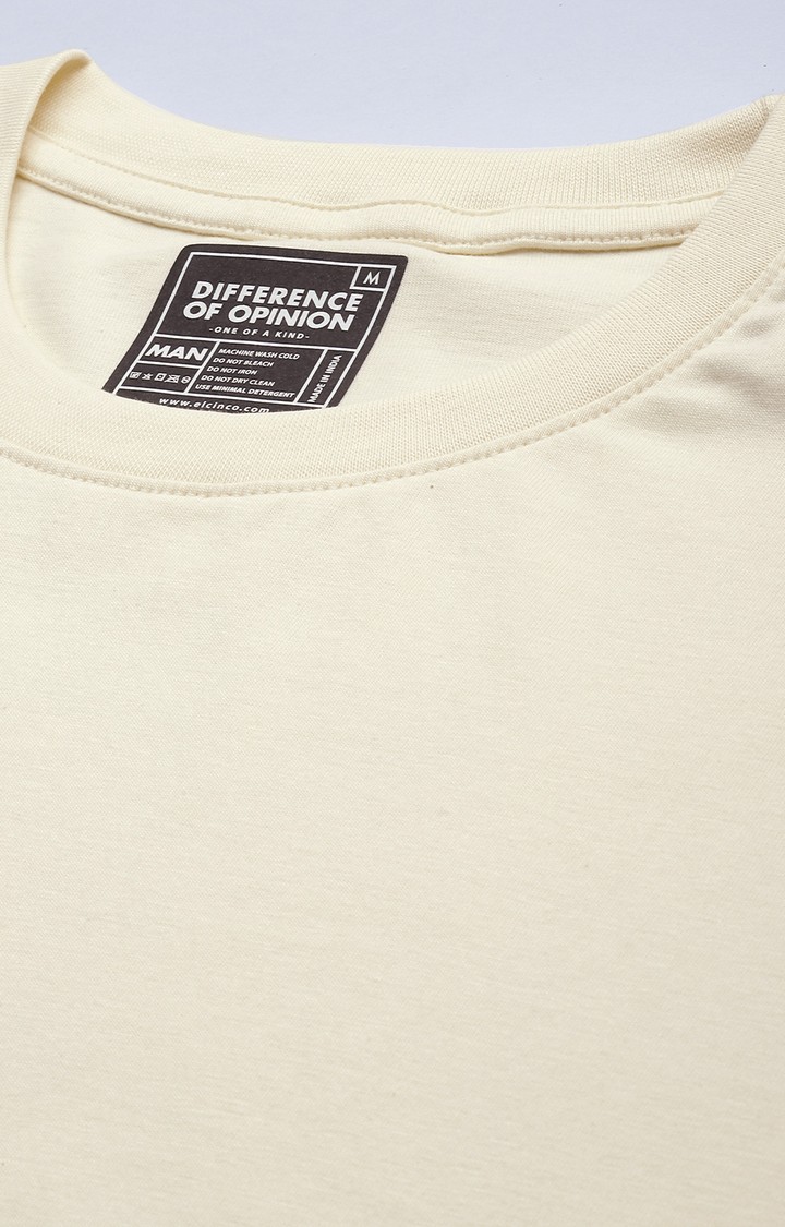 Men's Off White Cotton Solid Sweatshirt