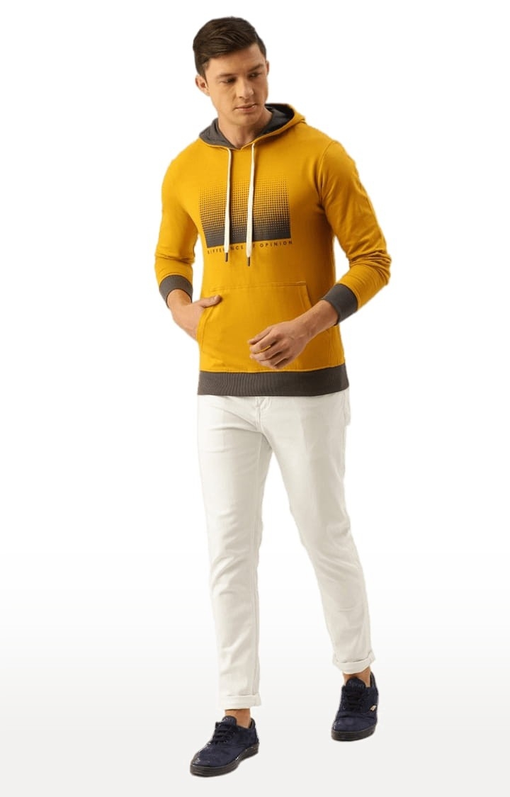 Difference of Opinion | Men's Yellow Cotton Printed Hoodie 1