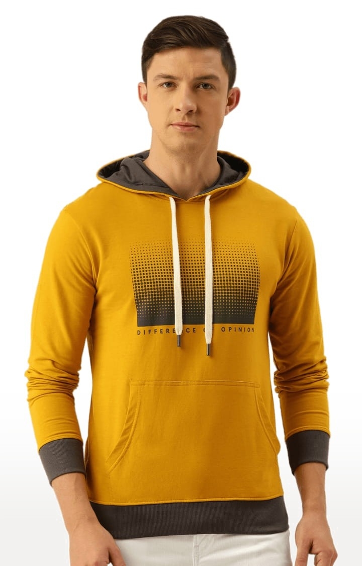 Difference of Opinion | Men's Yellow Cotton Printed Hoodie 0