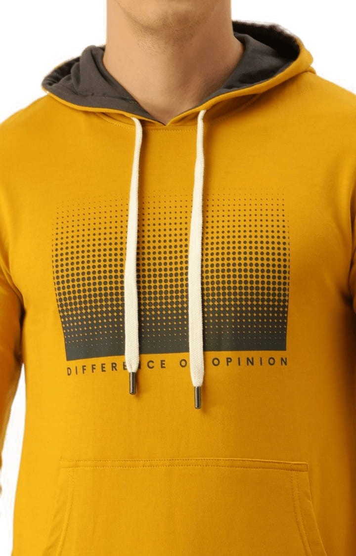 Difference of Opinion | Men's Yellow Cotton Printed Hoodie 4