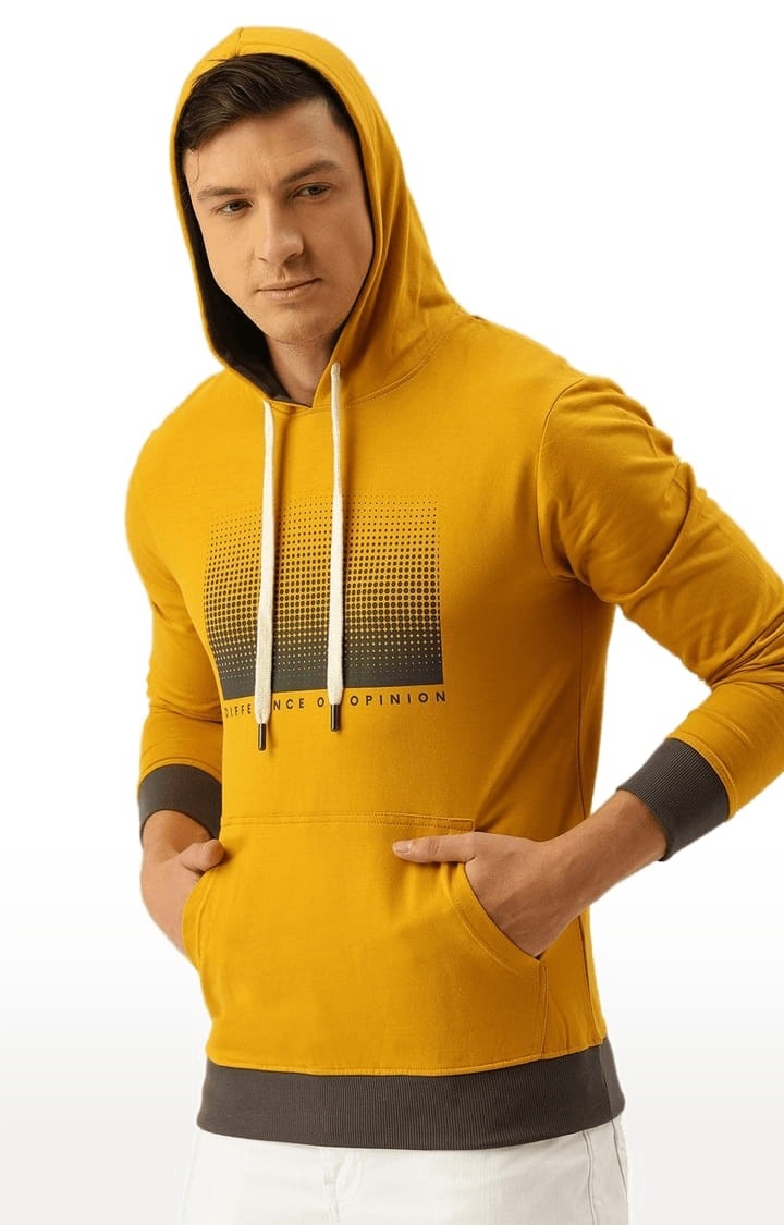 Difference of Opinion | Men's Yellow Cotton Printed Hoodie 2