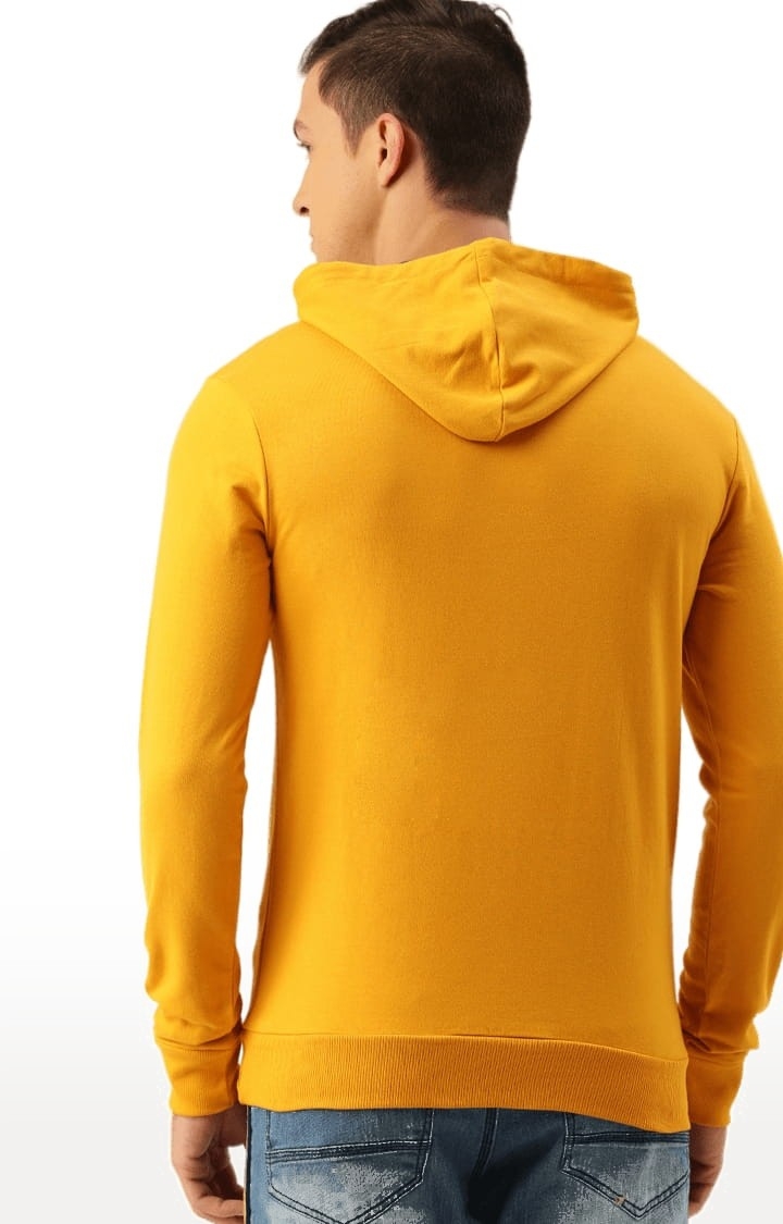 Difference of Opinion | Men's Yellow Cotton Typographic Printed Hoodie 3