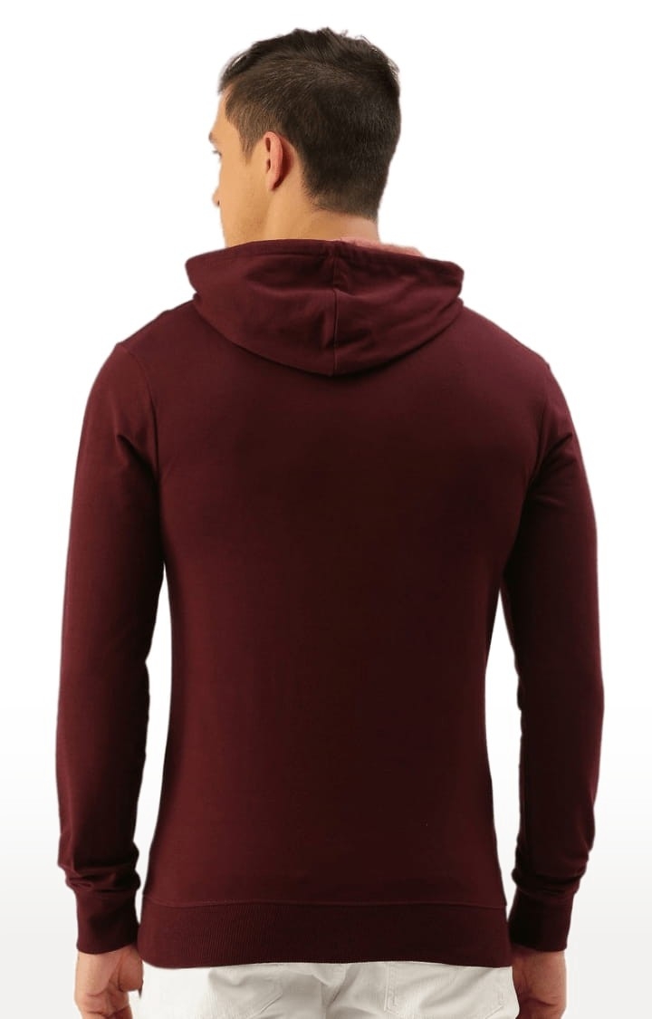 Difference of Opinion | Men's Maroon Cotton Typographic Printed Hoodie 3