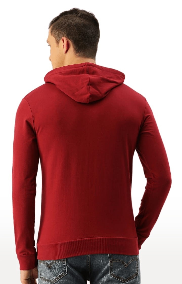 Difference of Opinion | Men's Red Cotton Typographic Printed Hoodie 2