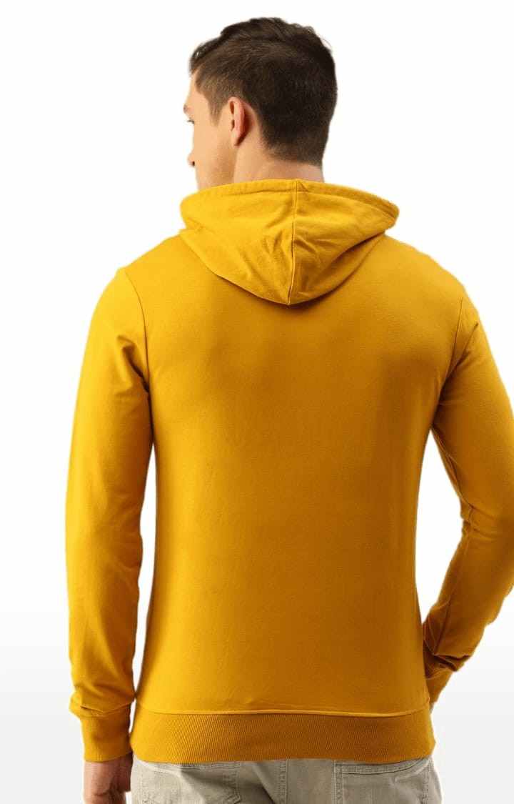 Difference of Opinion | Men's Yellow Cotton Typographic Printed Hoodie 3