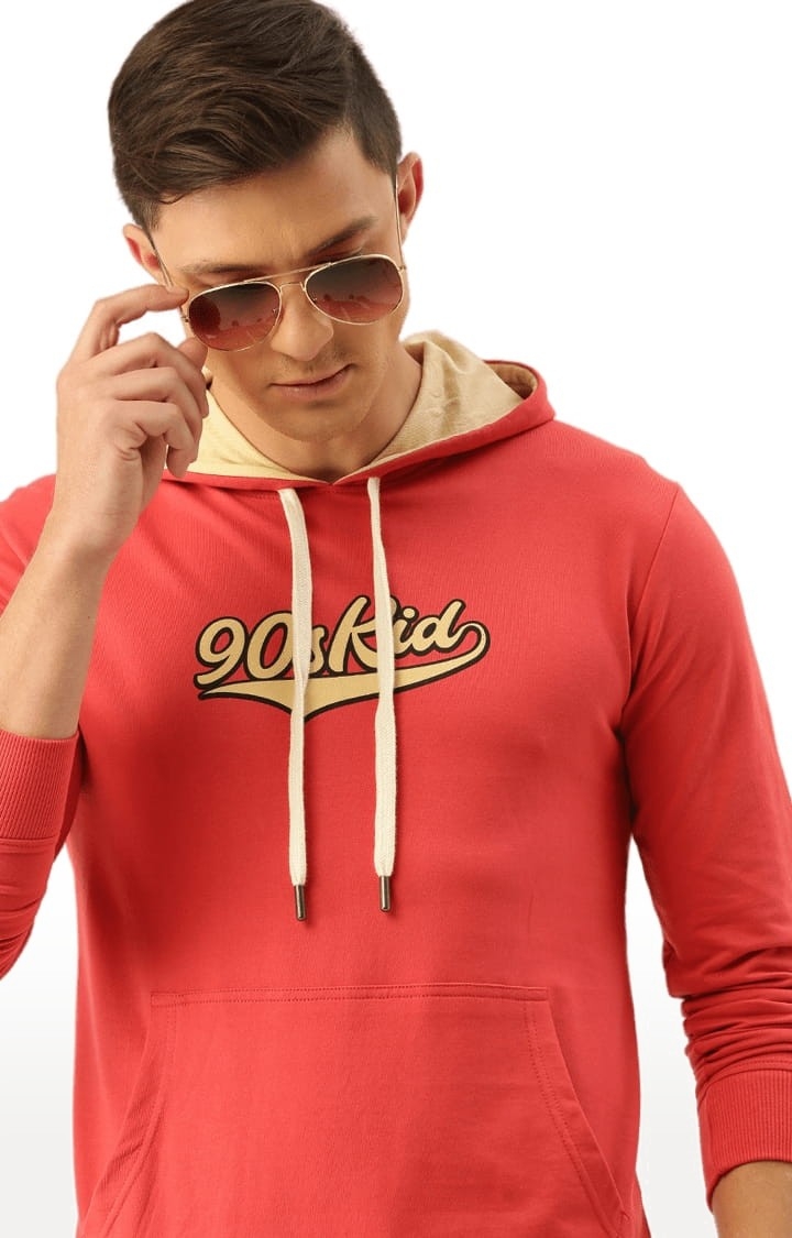 Difference of Opinion | Men's Red Cotton Typographic Printed Hoodie 3
