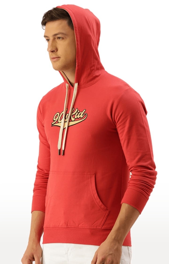 Difference of Opinion | Men's Red Cotton Typographic Printed Hoodie 0