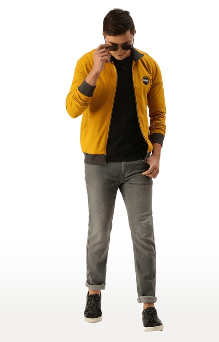 Difference of Opinion | Men's Yellow Cotton Solid Activewear Jacket 1