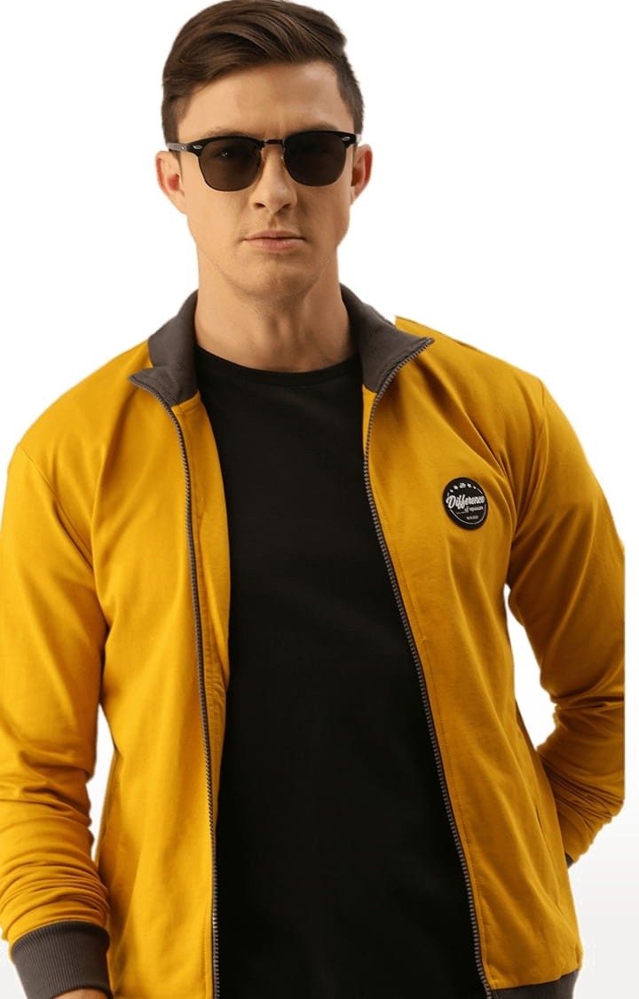 Difference of Opinion | Men's Yellow Cotton Solid Activewear Jacket 3