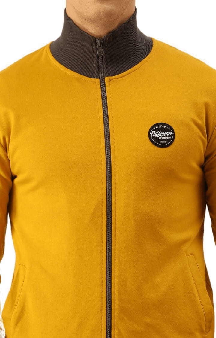 Difference of Opinion | Men's Yellow Cotton Solid Activewear Jacket 4
