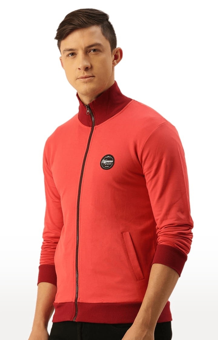 Difference of Opinion | Men's Red Cotton Solid Activewear Jacket 0
