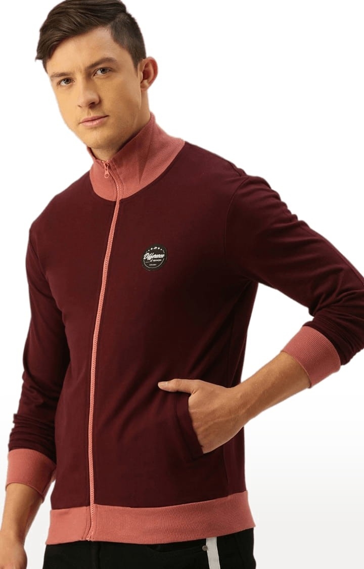 Difference of Opinion | Men's Wine Cotton Solid Activewear Jacket 2