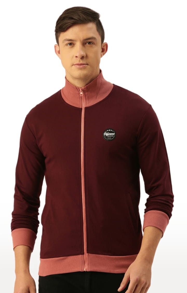Difference of Opinion | Men's Wine Cotton Solid Activewear Jacket 0