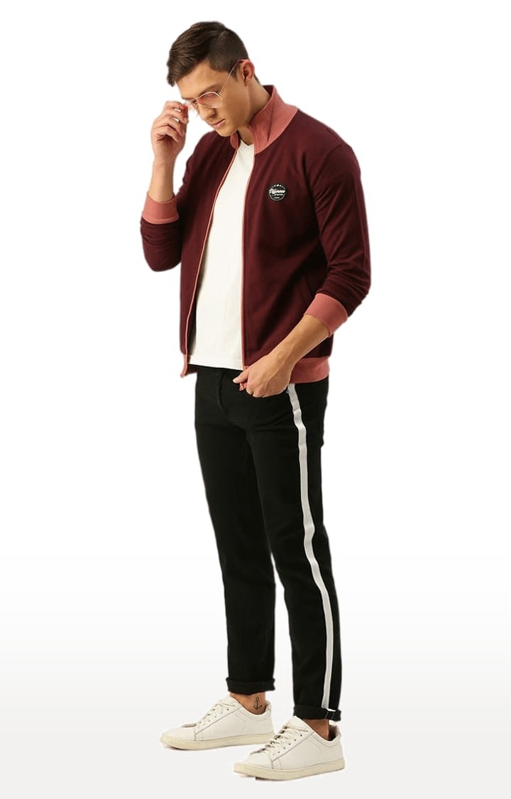 Difference of Opinion | Men's Wine Cotton Solid Activewear Jacket 1