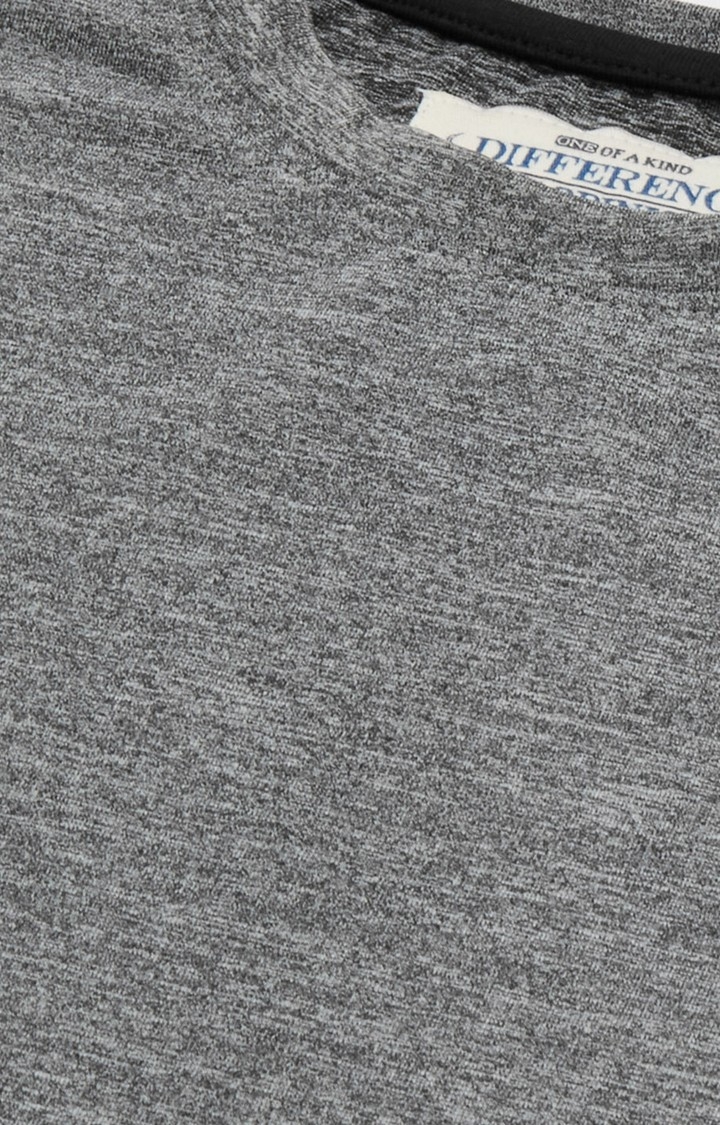 Men's Grey Polyester Solid Regular T-Shirt