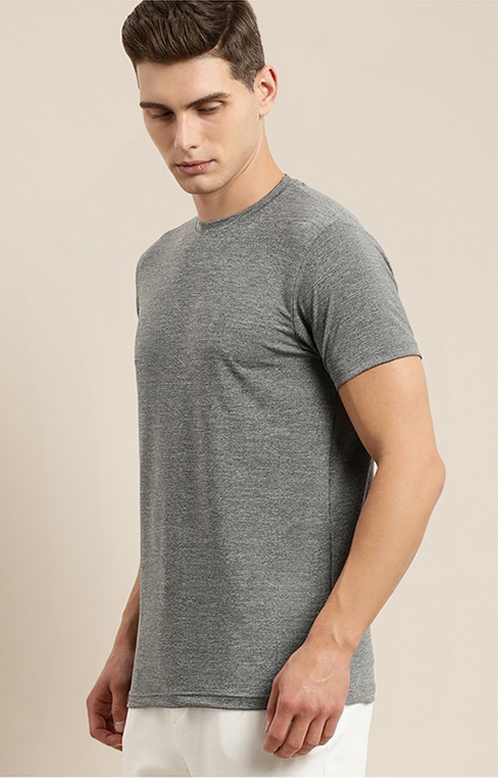 Difference of Opinion | Men's Grey Polyester Solid Regular T-Shirt 1