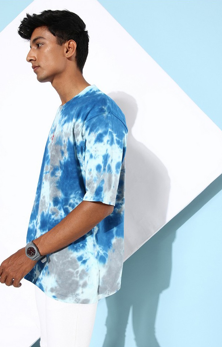 Men's Multicolor Cotton Tie Dye Printed Oversized T-Shirt