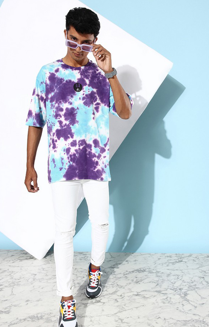 Men's Multicolor Cotton Tie Dye Printed Oversized T-Shirt