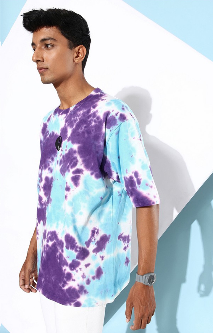 Men's Multicolor Cotton Tie Dye Printed Oversized T-Shirt