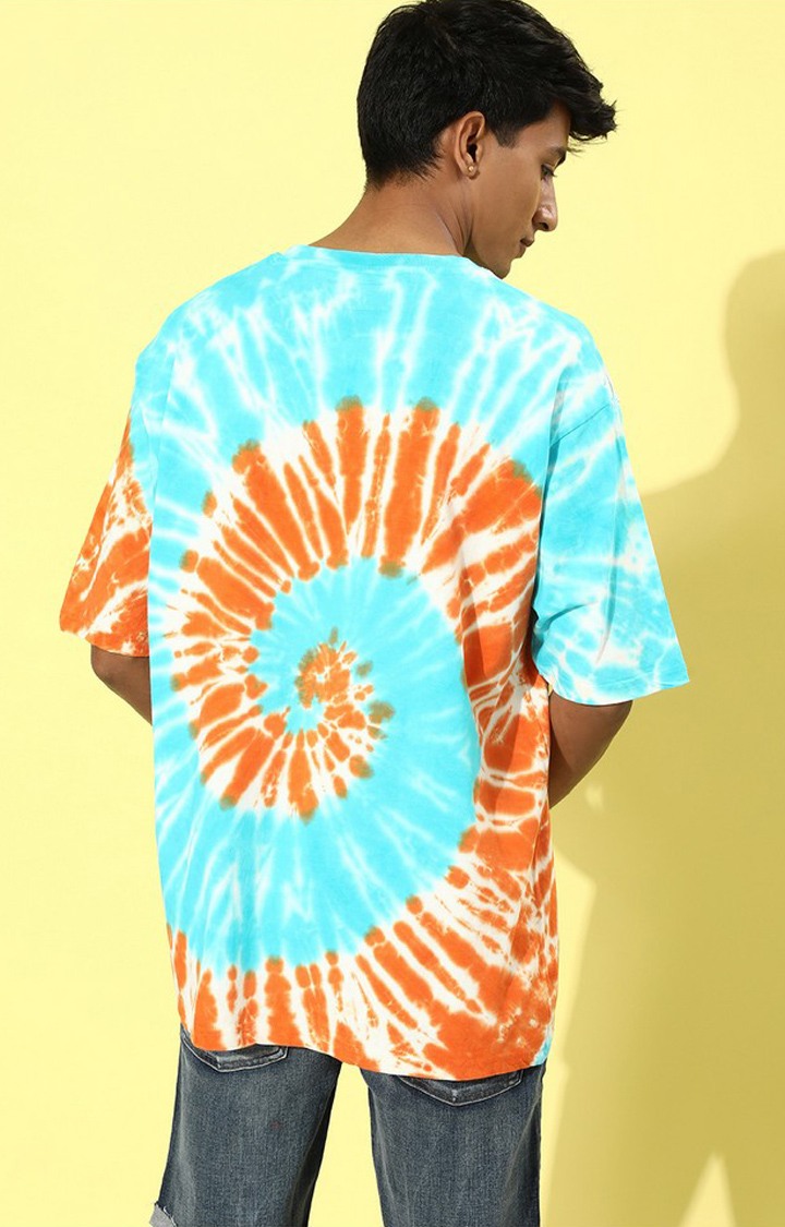 Men's Multicolor Cotton Tie Dye Printed Oversized T-Shirt