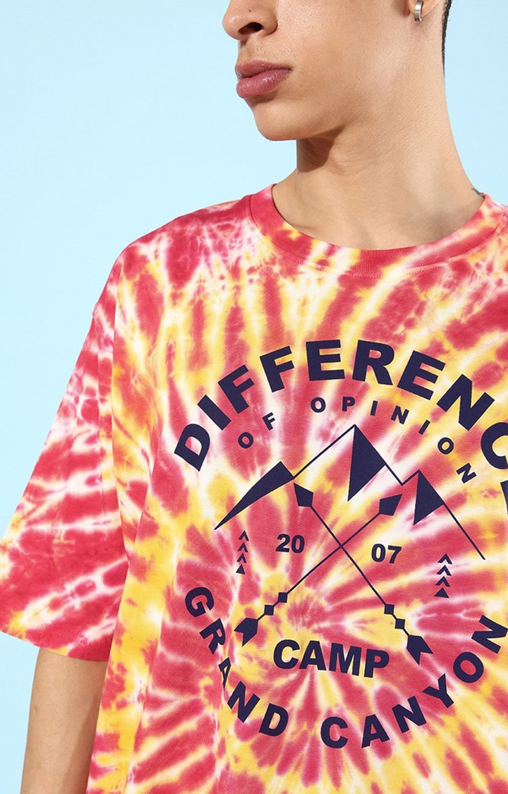 Difference of Opinion | Men's Multicolor Cotton Tie Dye Printed Oversized T-Shirt 4