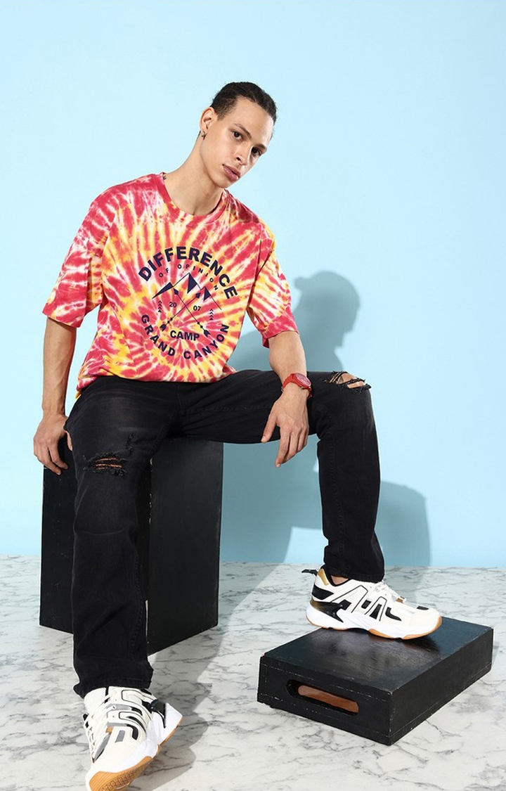 Difference of Opinion | Men's Multicolor Cotton Tie Dye Printed Oversized T-Shirt 1