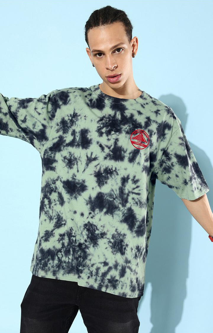 Men's Multicolor Cotton Tie Dye Printed Oversized T-Shirt
