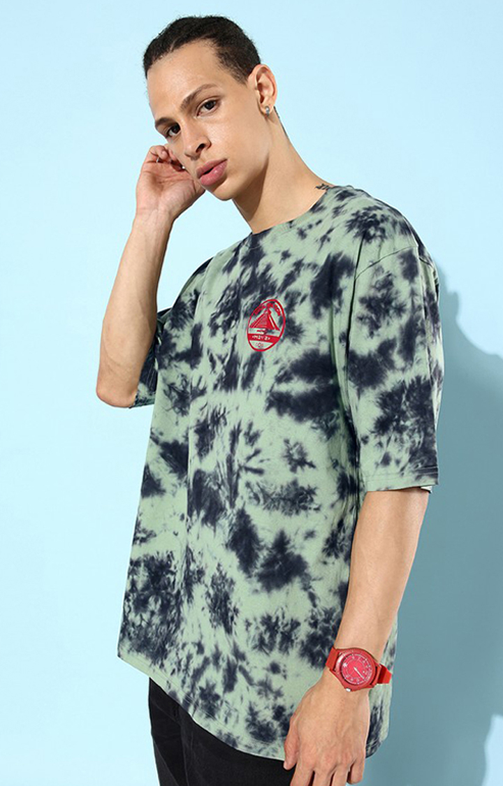 Men's Multicolor Cotton Tie Dye Printed Oversized T-Shirt