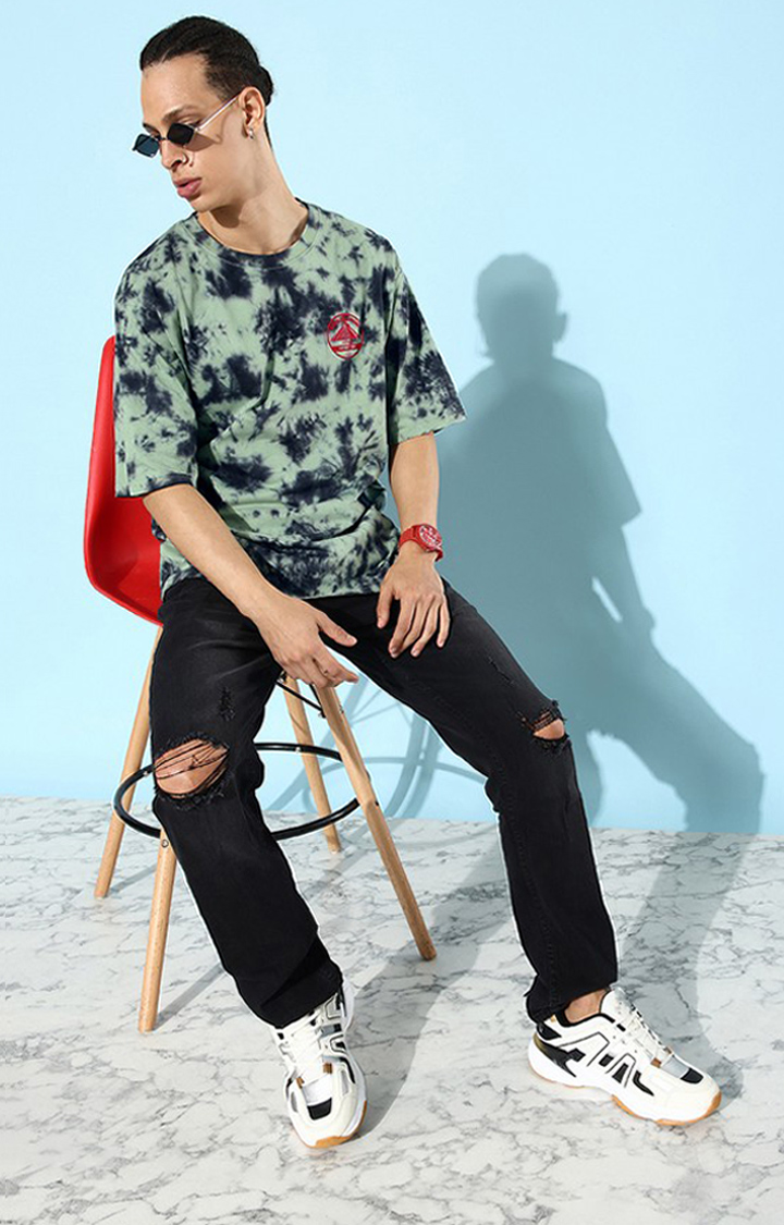 Men's Multicolor Cotton Tie Dye Printed Oversized T-Shirt