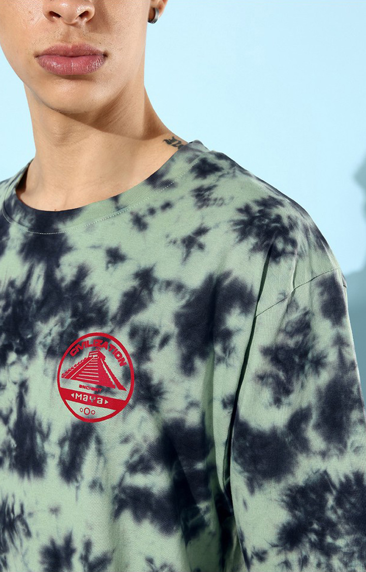 Men's Multicolor Cotton Tie Dye Printed Oversized T-Shirt
