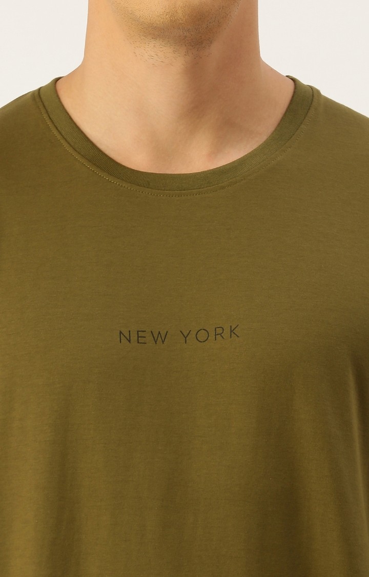 Difference of Opinion | Men's Olive Cotton Solid Oversized T-Shirt 4