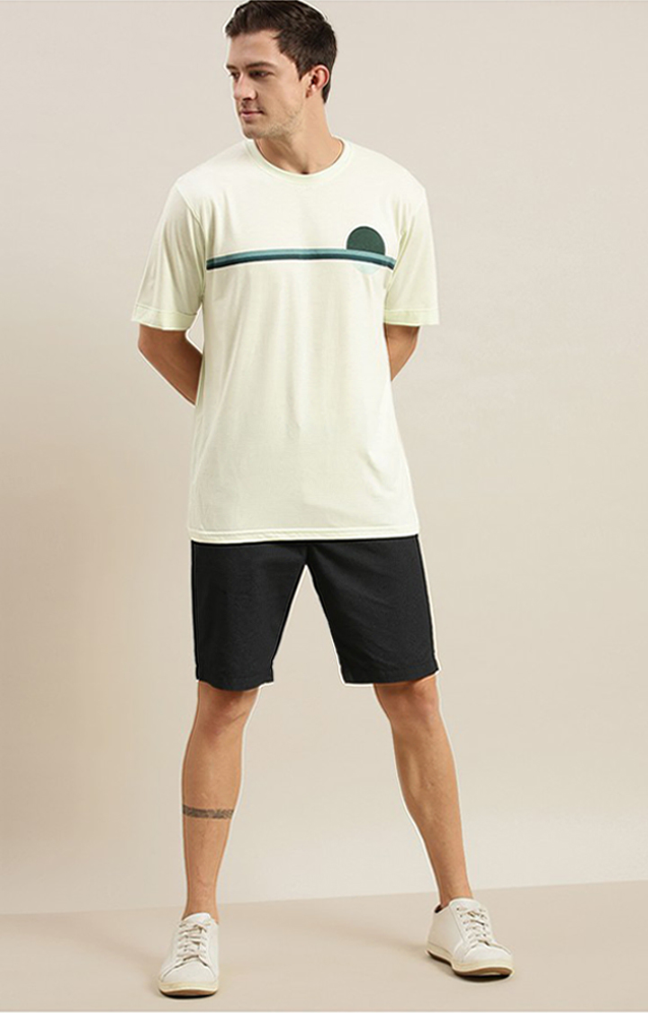 Men's Green Cotton Graphic Printed Oversized T-Shirt