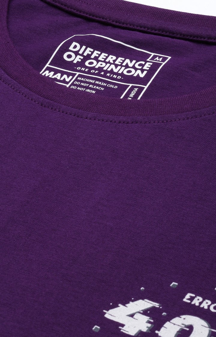 Men's Purple Cotton Graphic Printed Oversized T-Shirt