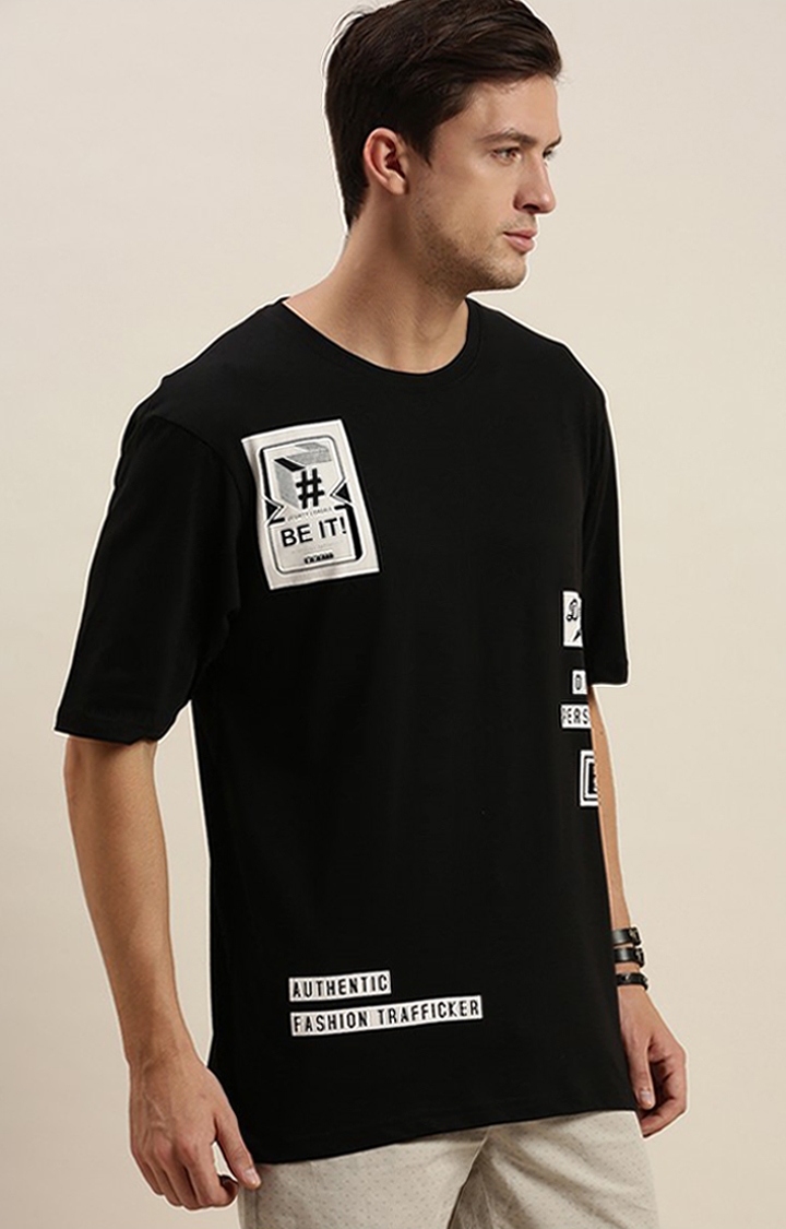 Difference of Opinion | Men's Black Cotton Printed Oversized T-Shirt 2