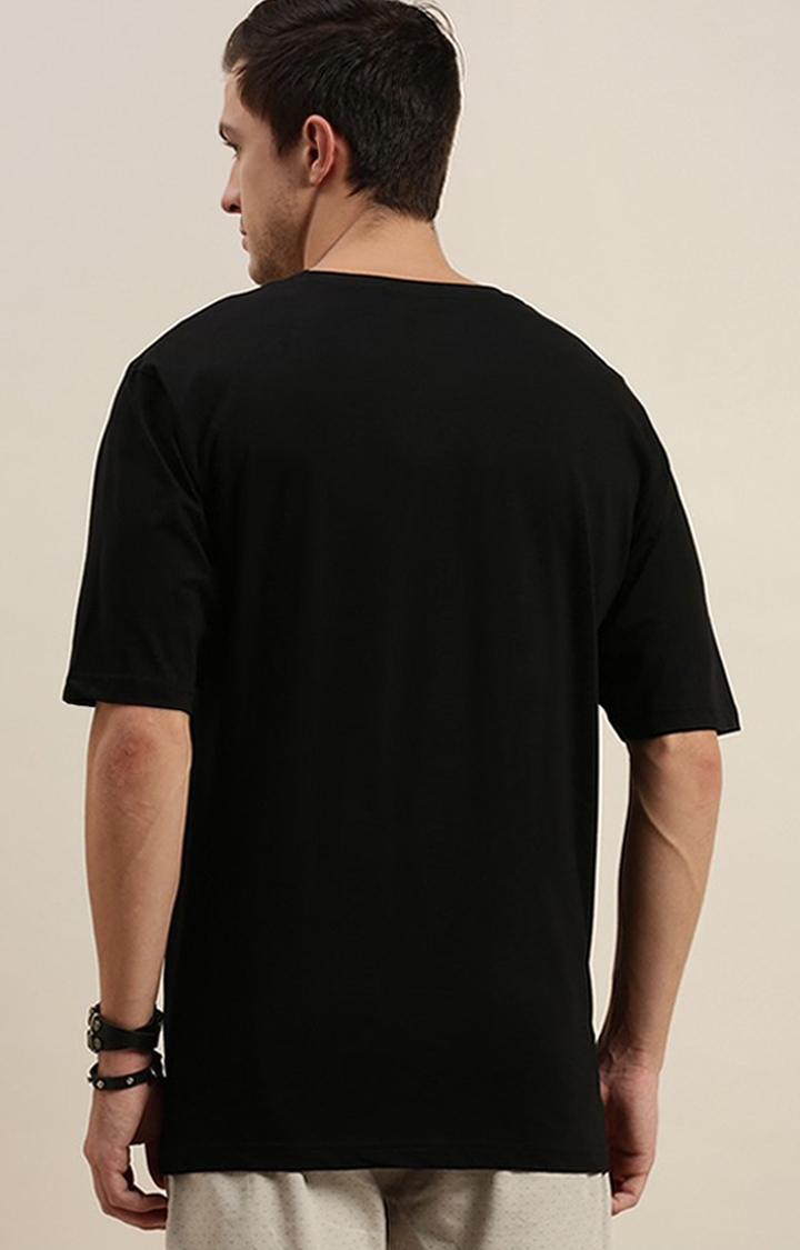Difference of Opinion | Men's Black Cotton Printed Oversized T-Shirt 3